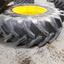 650/85R38 Michelin MachXBib R-1W on John Deere Yellow 10-Hole Formed Plate W/Weight Holes 99%