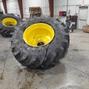 650/85R38 Michelin MachXBib R-1W on John Deere Yellow 10-Hole Formed Plate W/Weight Holes 99%