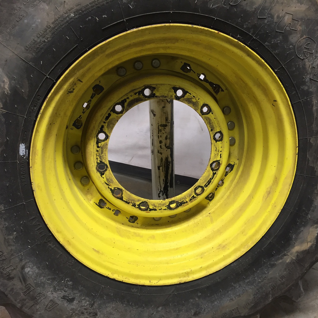 15"W x 30"D Waffle Wheel (Groups of 3 bolts) Rim with 12-Hole Center, John Deere Yellow