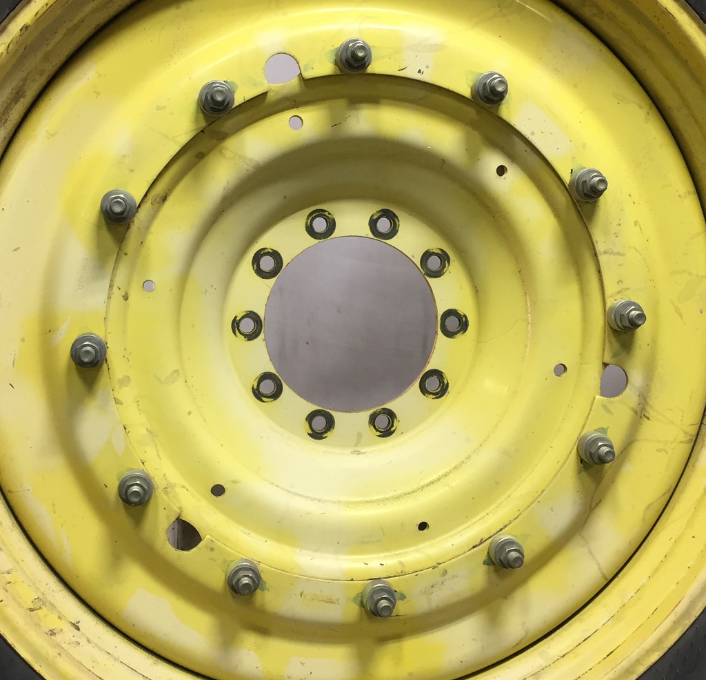 12"W x 50"D Stub Disc Rim with 10-Hole Center, John Deere Yellow