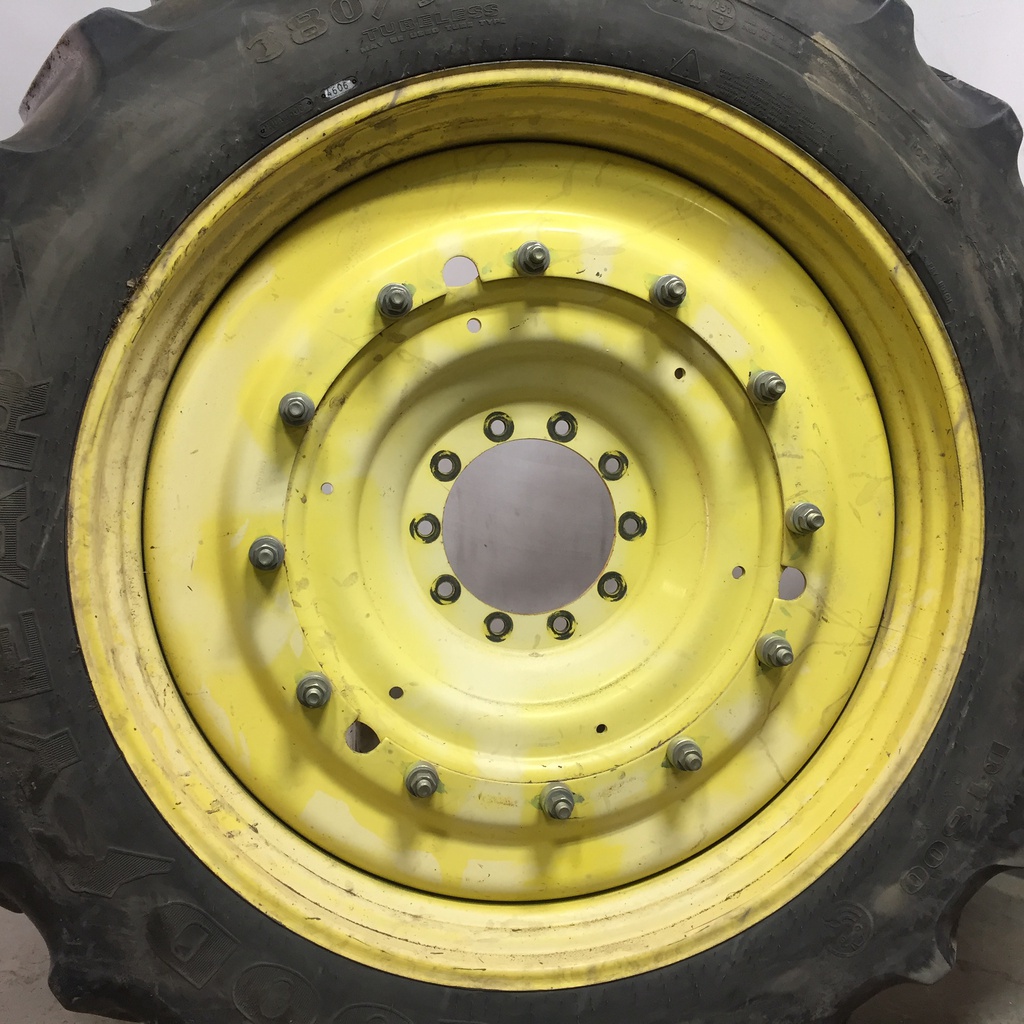 12"W x 50"D Stub Disc Rim with 10-Hole Center, John Deere Yellow