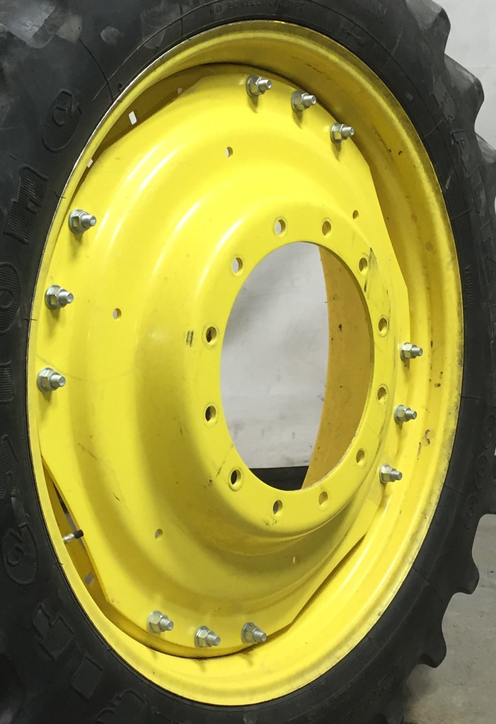 10"W x 38"D Waffle Wheel (Groups of 3 bolts) Rim with 12-Hole Center, John Deere Yellow