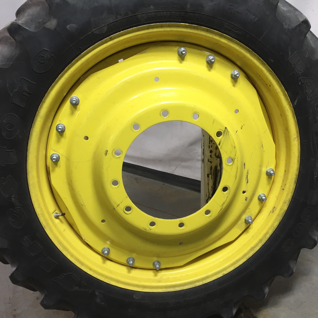 10"W x 38"D Waffle Wheel (Groups of 3 bolts) Rim with 12-Hole Center, John Deere Yellow