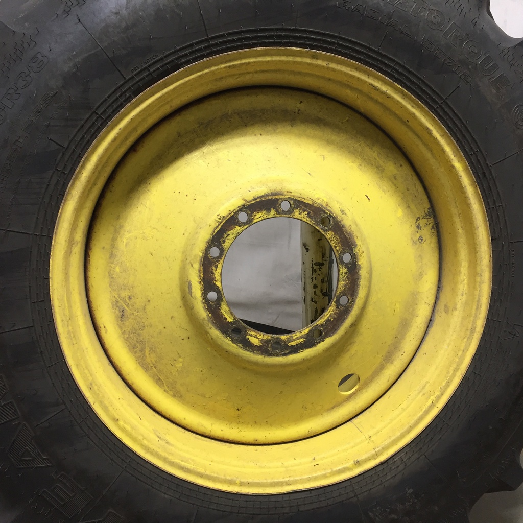480/80R38 Goodyear Farm UltraTorque Radial R-1 on John Deere Yellow 10-Hole Formed Plate 99%