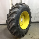 16.9/-28 Galaxy AGRI Trac II R-1 on John Deere Yellow 8-Hole Rim with Clamp/Loop Style (groups of 2 bolts) 99%