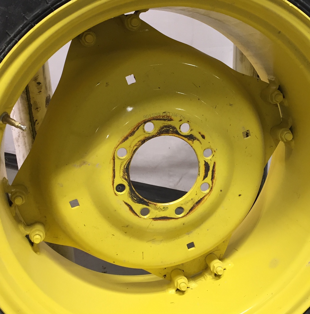 15"W x 28"D Rim with Clamp/Loop Style (groups of 2 bolts) Rim with 8-Hole Center, John Deere Yellow