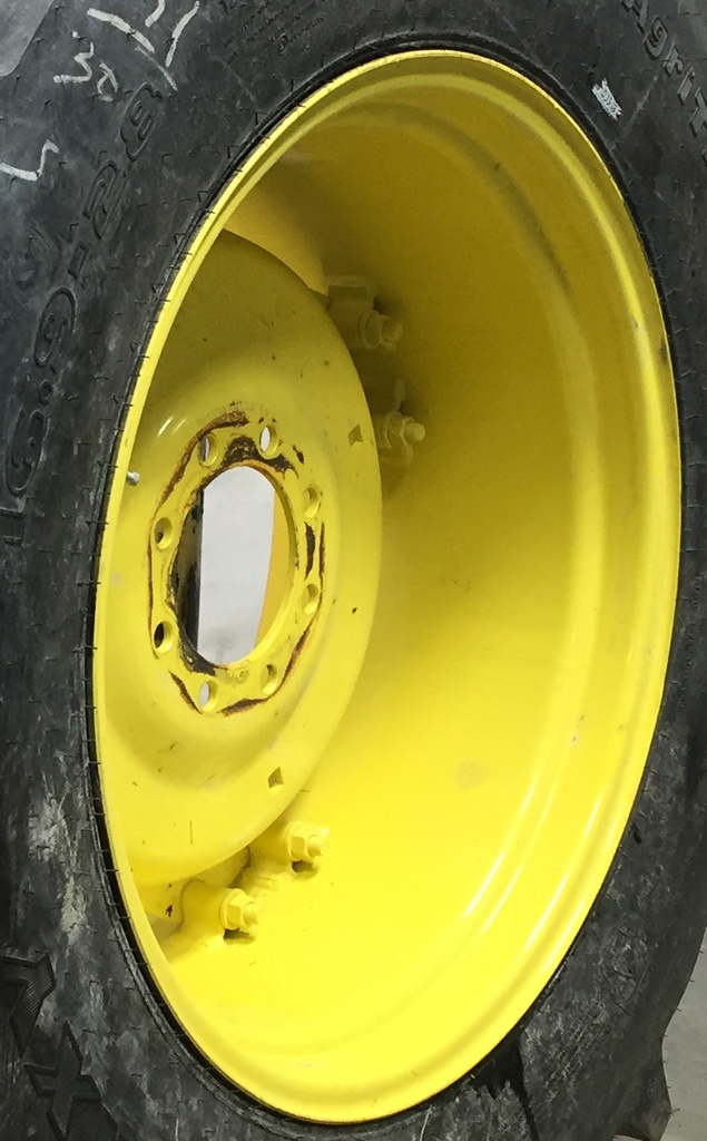 15"W x 28"D Rim with Clamp/Loop Style (groups of 2 bolts) Rim with 8-Hole Center, John Deere Yellow