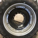 380/80R38 Firestone Radial All Traction DT R-1W on Case IH Silver Mist/John Deere Yellow 12-Hole Waffle Wheel (Groups of 3 bolts) 80%