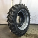 380/80R38 Firestone Radial All Traction DT R-1W on Case IH Silver Mist/John Deere Yellow 12-Hole Waffle Wheel (Groups of 3 bolts) 80%