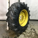 16.9/-26 BKT Tires TR 135 Drive R-1 on John Deere Yellow 10-Hole Waffle Wheel (Groups of 2 bolts) 30%