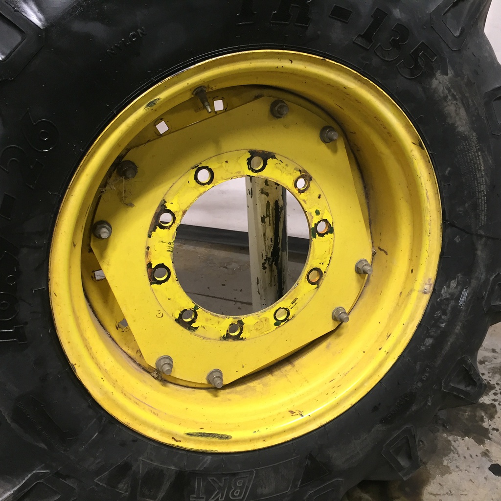 15"W x 26"D Waffle Wheel (Groups of 2 bolts) Rim with 10-Hole Center, John Deere Yellow