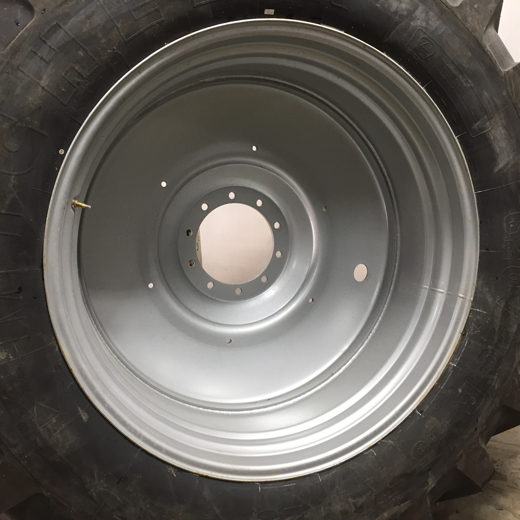 620/70R46 Michelin XM28 R-1W on Case IH Silver Mist 10-Hole Formed Plate W/Weight Holes 99%