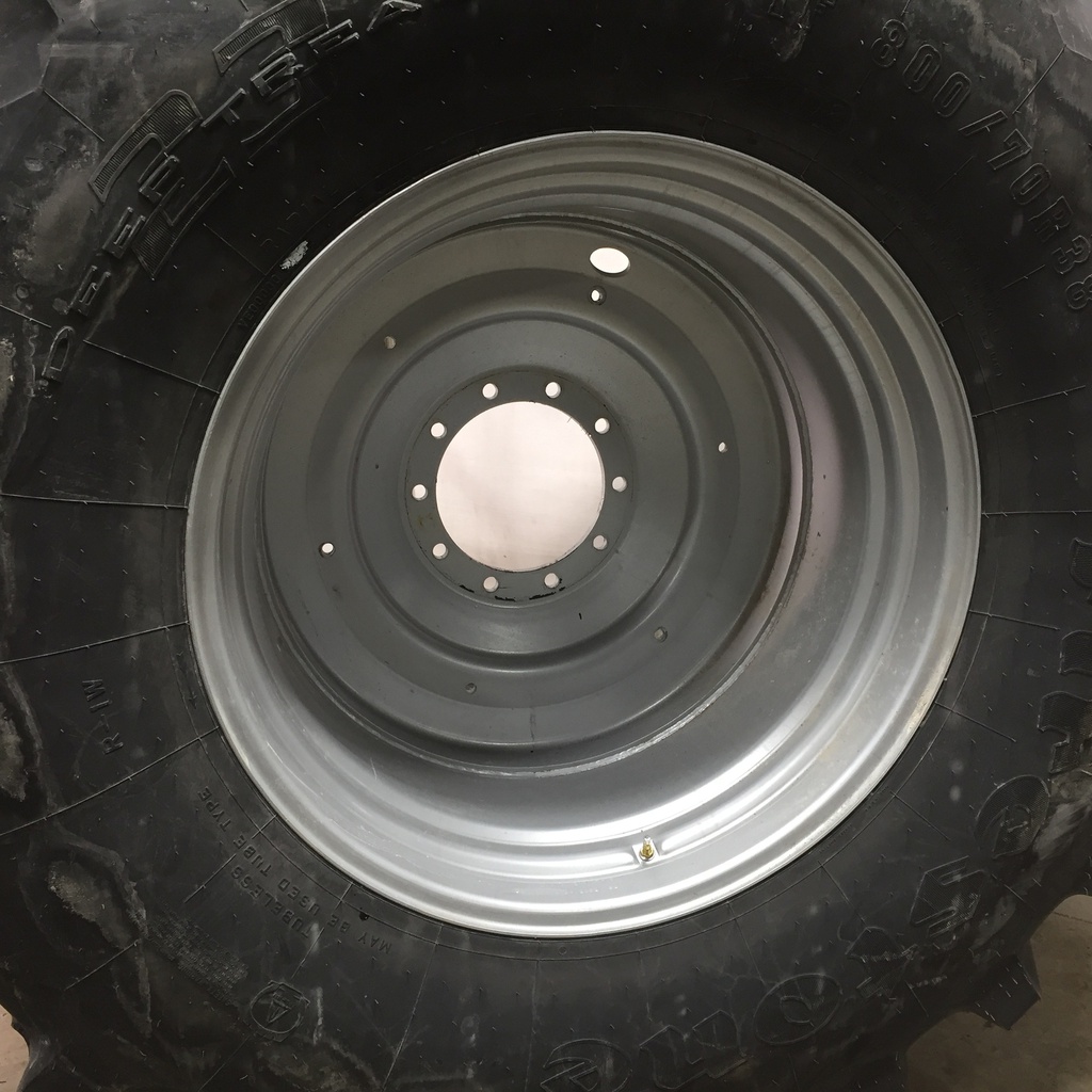 IF 800/70R38 Firestone Radial Deep Tread 23 R-1W on Case IH Silver Mist 10-Hole Formed Plate W/Weight Holes 99%