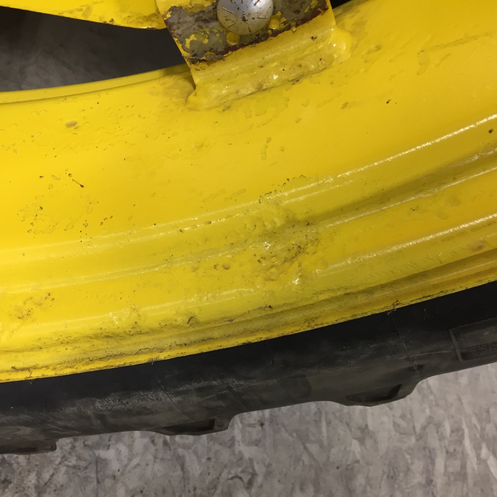 230/95R48 Kleber Super 3 R-1W on John Deere Yellow 8-Hole Rim with Clamp/U-Clamp (groups of 2 bolts) 80%