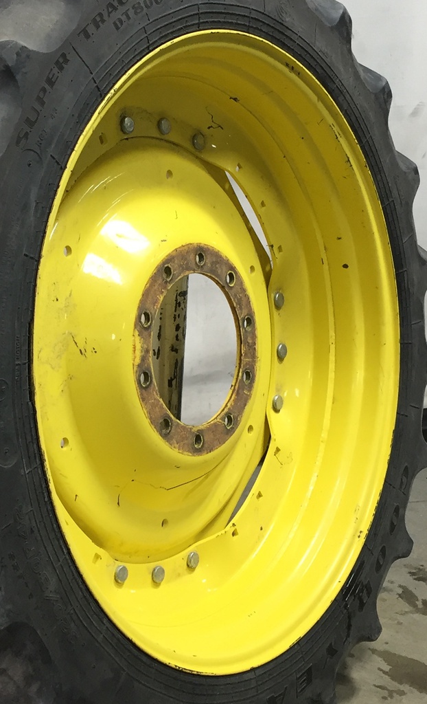 10"W x 42"D Waffle Wheel (Groups of 3 bolts) Rim with 10-Hole Center, John Deere Yellow