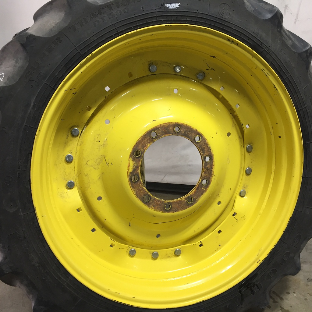 10"W x 42"D Waffle Wheel (Groups of 3 bolts) Rim with 10-Hole Center, John Deere Yellow