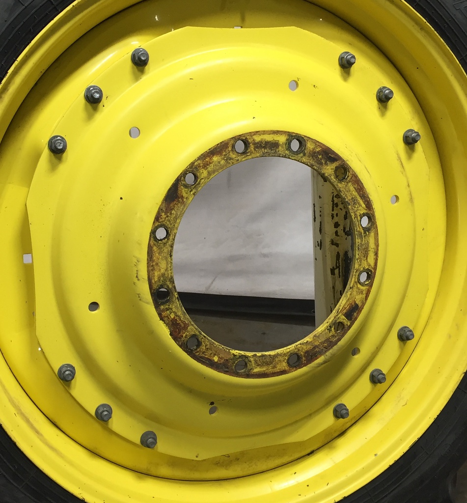 10"W x 42"D Waffle Wheel (Groups of 3 bolts) Rim with 12-Hole Center, John Deere Yellow