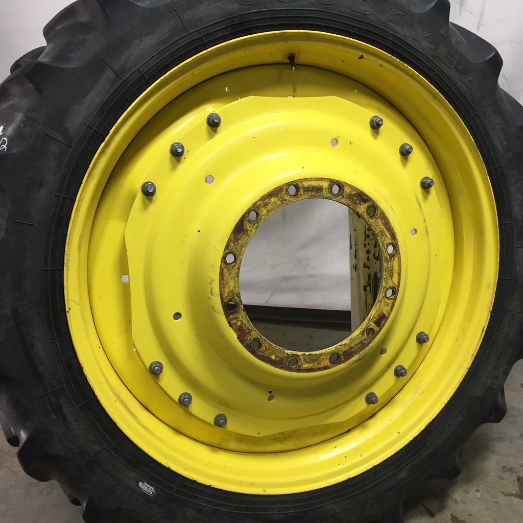 10"W x 42"D Waffle Wheel (Groups of 3 bolts) Rim with 12-Hole Center, John Deere Yellow