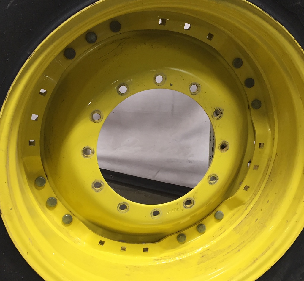 15"W x 34"D Waffle Wheel (Groups of 3 bolts) Rim with 12-Hole Center, John Deere Yellow