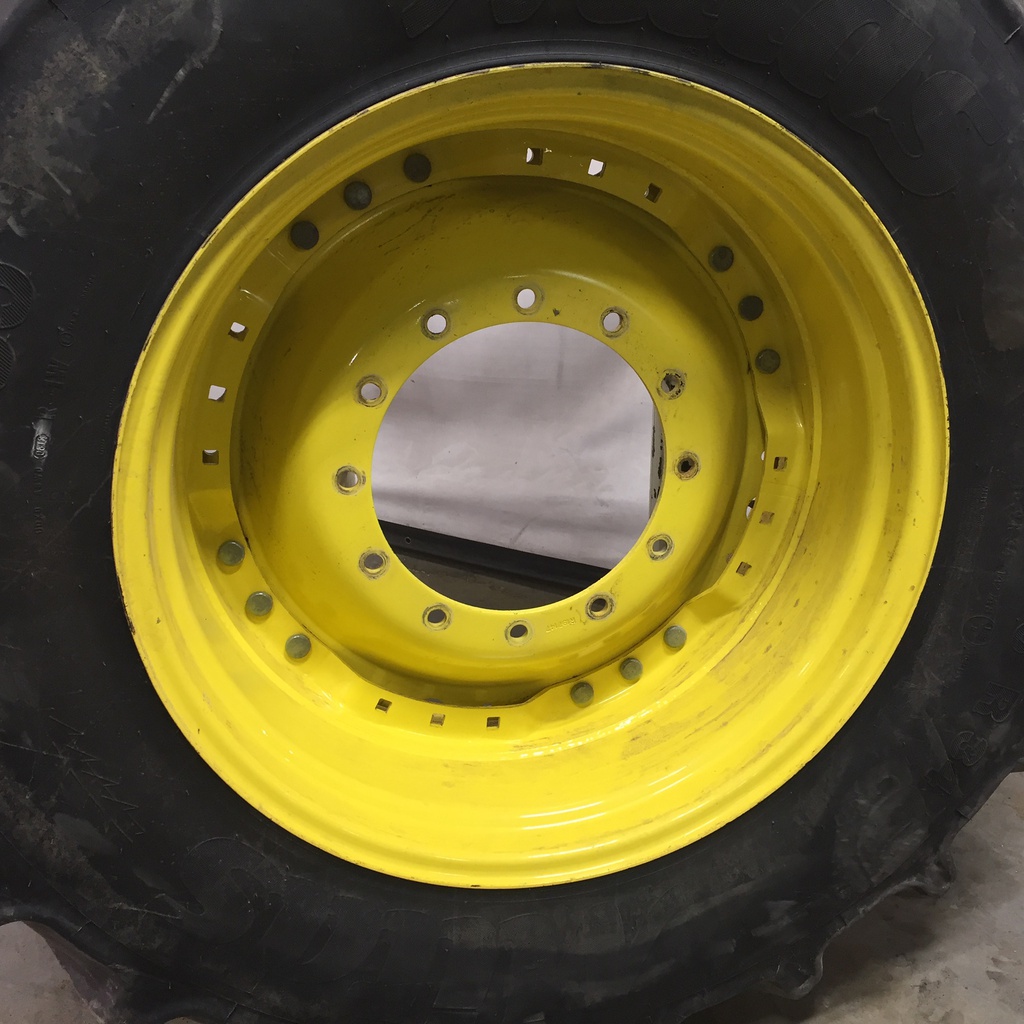 15"W x 34"D Waffle Wheel (Groups of 3 bolts) Rim with 12-Hole Center, John Deere Yellow