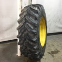 420/90R30 Firestone Radial All Traction FWD R-1 on John Deere Yellow 8-Hole Rim with Clamp/U-Clamp (groups of 2 bolts) 75%