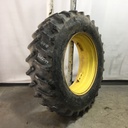 18.4/-38 Firestone Super All Traction II 23 R-1 on John Deere Yellow 8-Hole Rim with Clamp/Loop Style (groups of 2 bolts) 75%