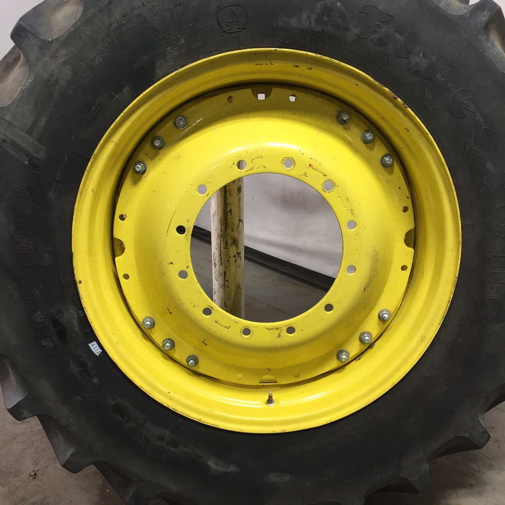 15"W x 34"D Waffle Wheel (Groups of 3 bolts) Rim with 12-Hole Center, John Deere Yellow