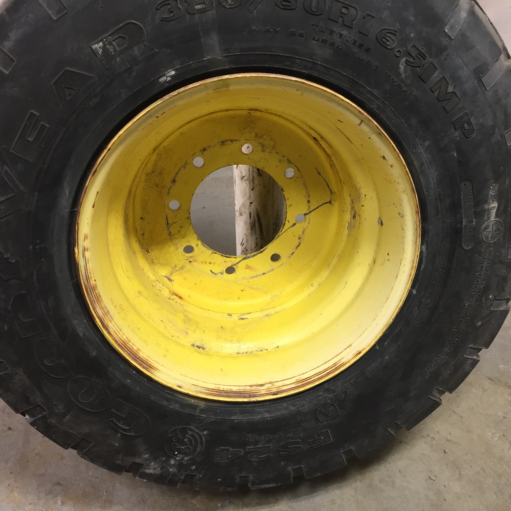 380/60R16.5 Goodyear Farm Implement Radial FS24 I-1 on John Deere Yellow 8-Hole Implement 60%