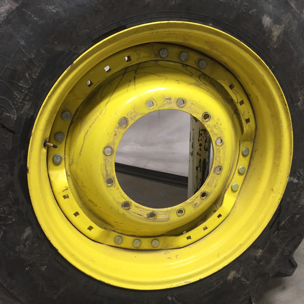 15"W x 34"D Waffle Wheel (Groups of 3 bolts) Rim with 12-Hole Center, John Deere Yellow