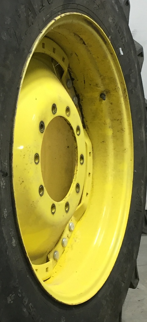 15"W x 34"D Waffle Wheel (Groups of 3 bolts) Rim with 10-Hole Center, John Deere Yellow