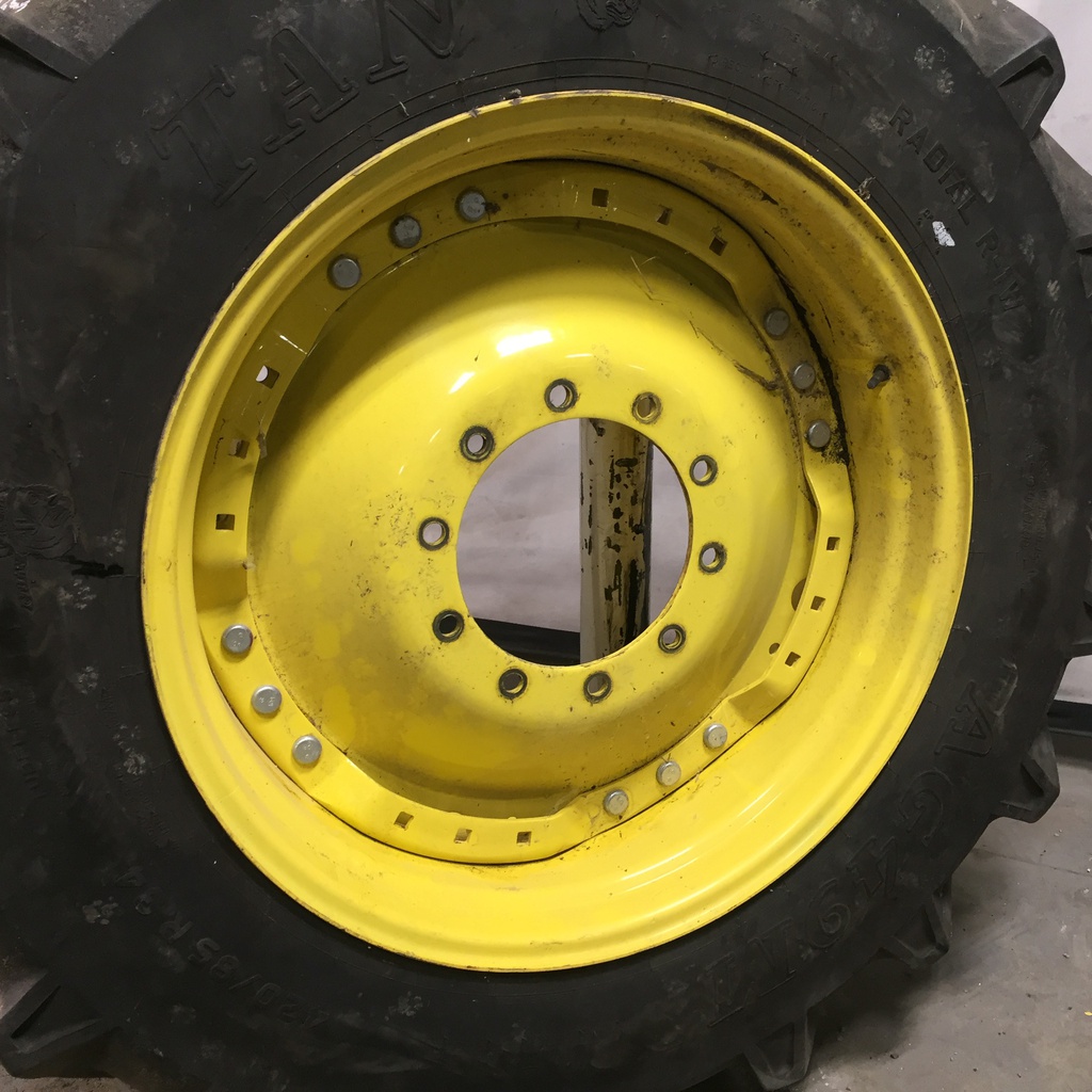 15"W x 34"D Waffle Wheel (Groups of 3 bolts) Rim with 10-Hole Center, John Deere Yellow