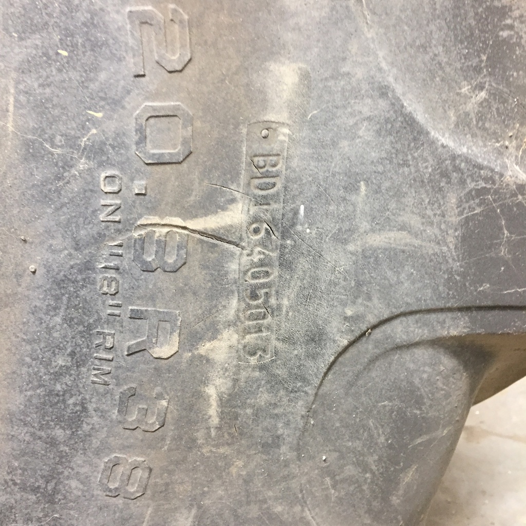 20.8/R38 Coop Argi Radial R-1 on John Deere Yellow 9-Hole Stamped Plate 45%