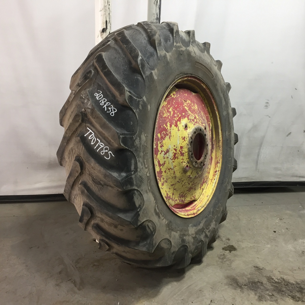 20.8/R38 Coop Argi Radial R-1 on John Deere Yellow 9-Hole Stamped Plate 45%