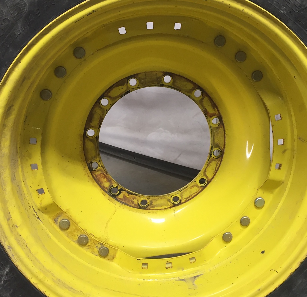 13"W x 34"D Waffle Wheel (Groups of 3 bolts) Rim with 12-Hole Center, John Deere Yellow