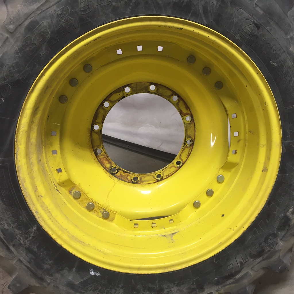 13"W x 34"D Waffle Wheel (Groups of 3 bolts) Rim with 12-Hole Center, John Deere Yellow