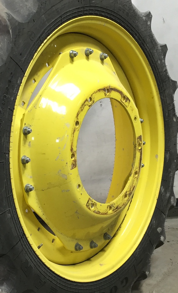 10"W x 42"D Waffle Wheel (Groups of 3 bolts) Rim with 12-Hole Center, John Deere Yellow