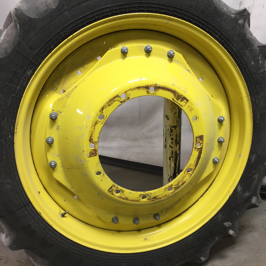 10"W x 42"D Waffle Wheel (Groups of 3 bolts) Rim with 12-Hole Center, John Deere Yellow