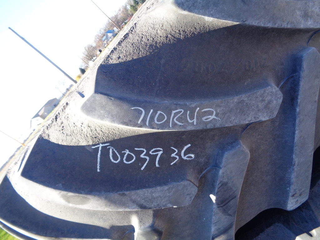 710/70R42 Goodyear Farm DT820 HD Super Traction R-1W on John Deere Yellow 12-Hole Stub Disc 55%