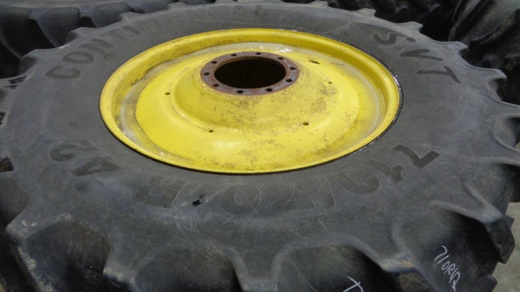 710/70R42 Continental Super Volume SVT R-1W on John Deere Yellow 10-Hole Formed Plate W/Weight Holes 65%