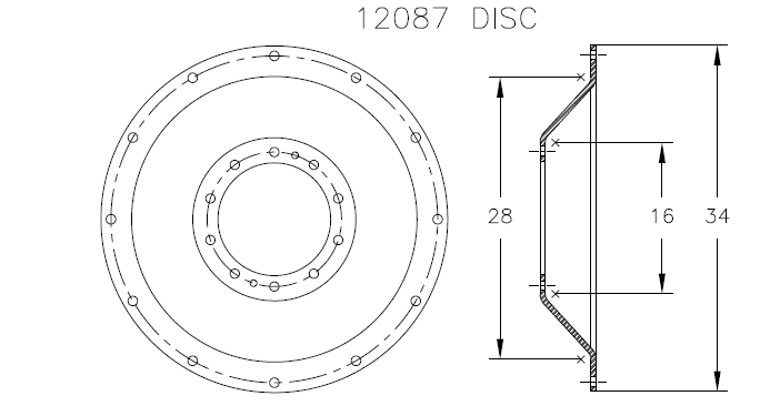 10-Hole Stub Disc Center for 38" - 54" Rim, New Holland White