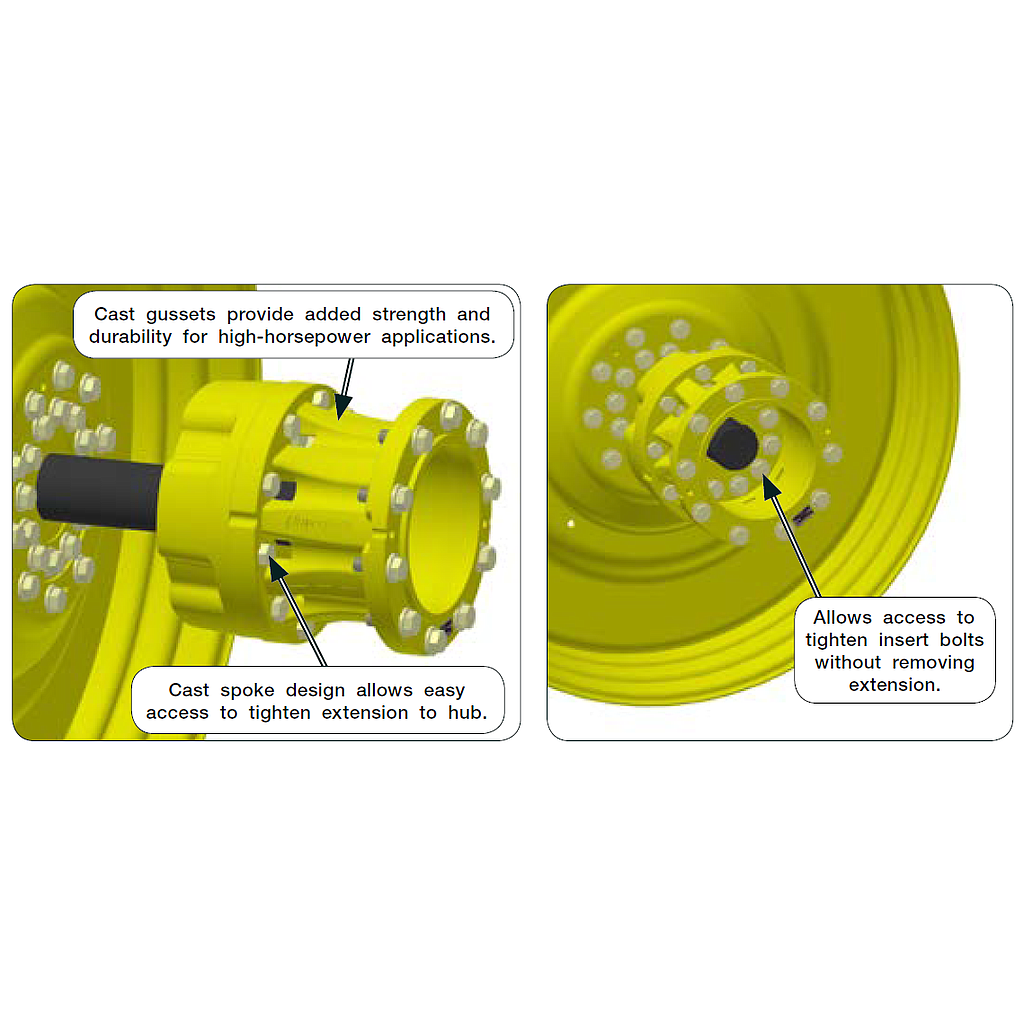 10-Hole 10"L Hub Extension, John Deere Yellow