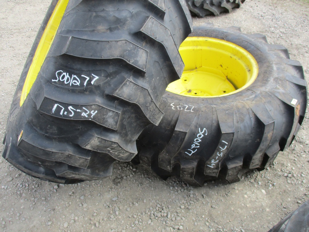 17.5/L-24 Titan Farm Industrial Tractor Lug R-4 on John Deere Yellow 8-Hole Formed Plate 99%