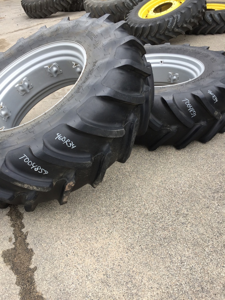 460/85R34 Firestone Performer 85 R-1W on Case IH Silver Mist 8-Hole Rim with Clamp/Loop Style