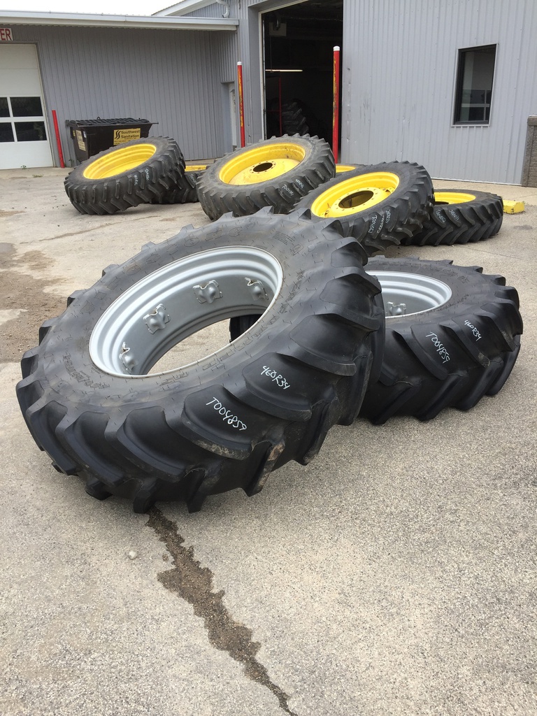 460/85R34 Firestone Performer 85 R-1W on Case IH Silver Mist 8-Hole Rim with Clamp/Loop Style