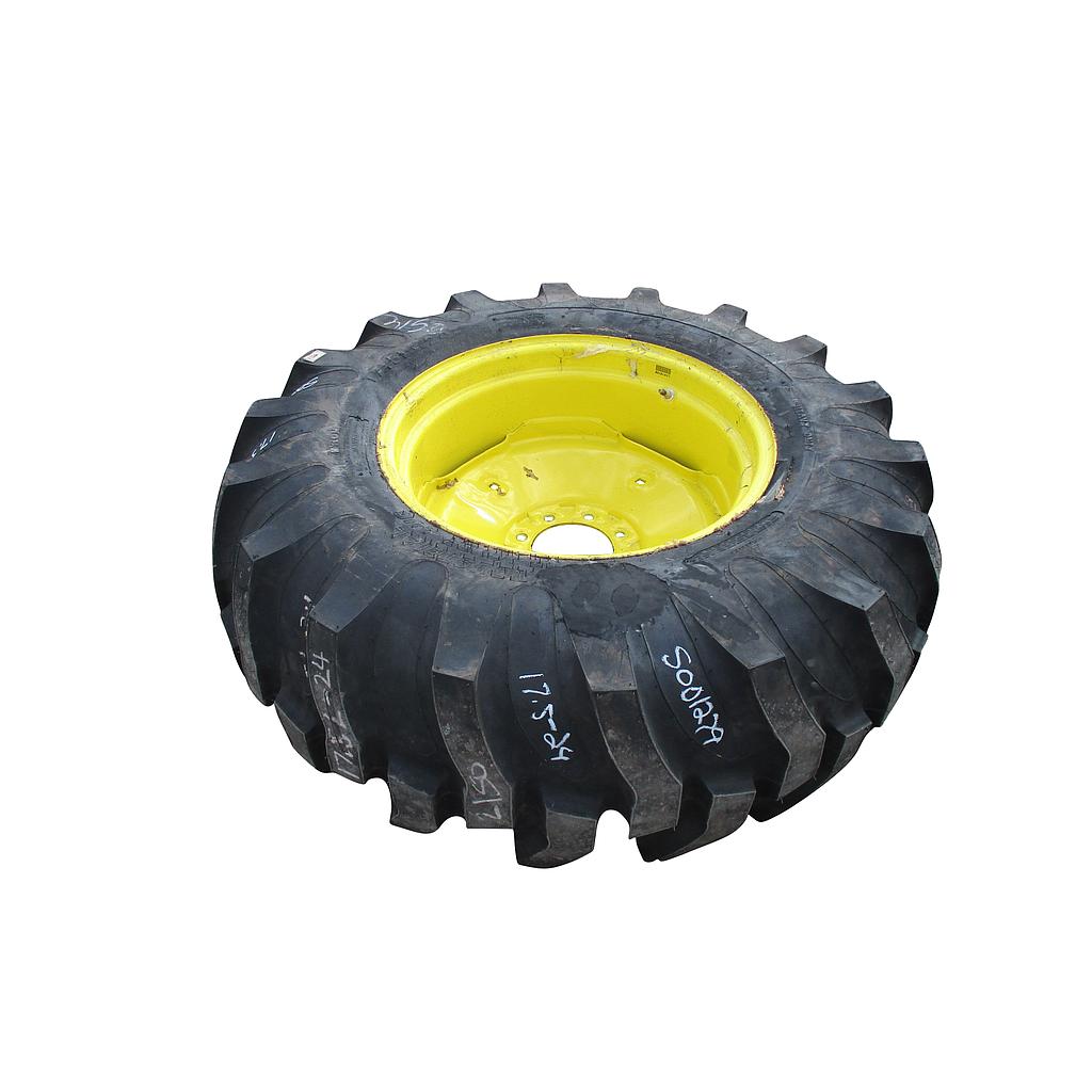 17.5/L-24 Titan Farm Industrial Tractor Lug R-4 on John Deere Yellow 8-Hole Formed Plate 99%