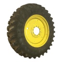 520/85R42 Firestone Radial All Traction 23 R-1 on John Deere Yellow 10-Hole Formed Plate Sprayer 99%