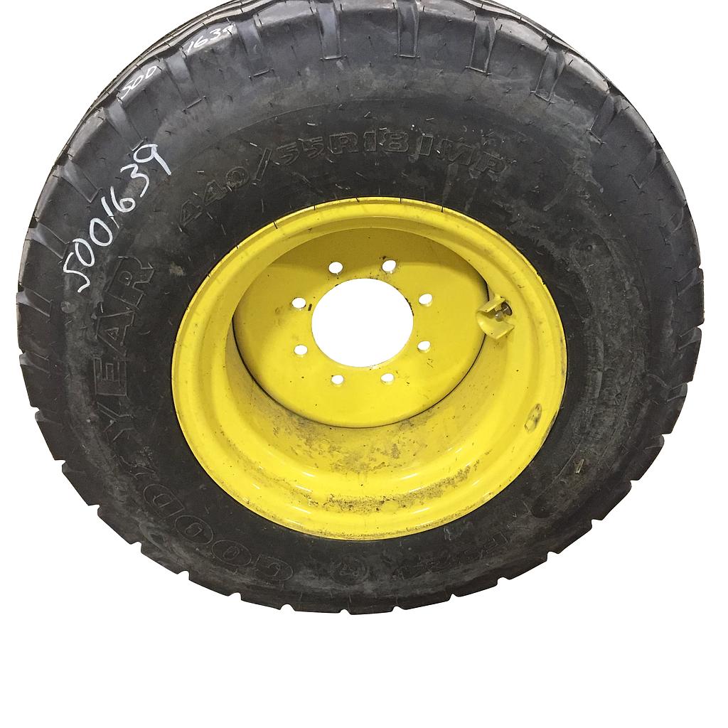 440/55R18 Goodyear Farm Implement Radial FS24 I-1 on John Deere Yellow 8-Hole Formed Plate 99%