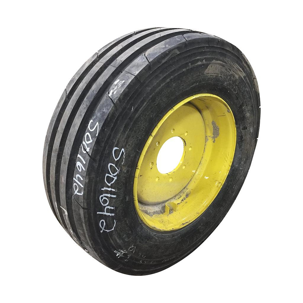 VF 285/70R19.5 Firestone Destination Farm I-1 on John Deere Yellow 8-Hole Formed Plate 99%
