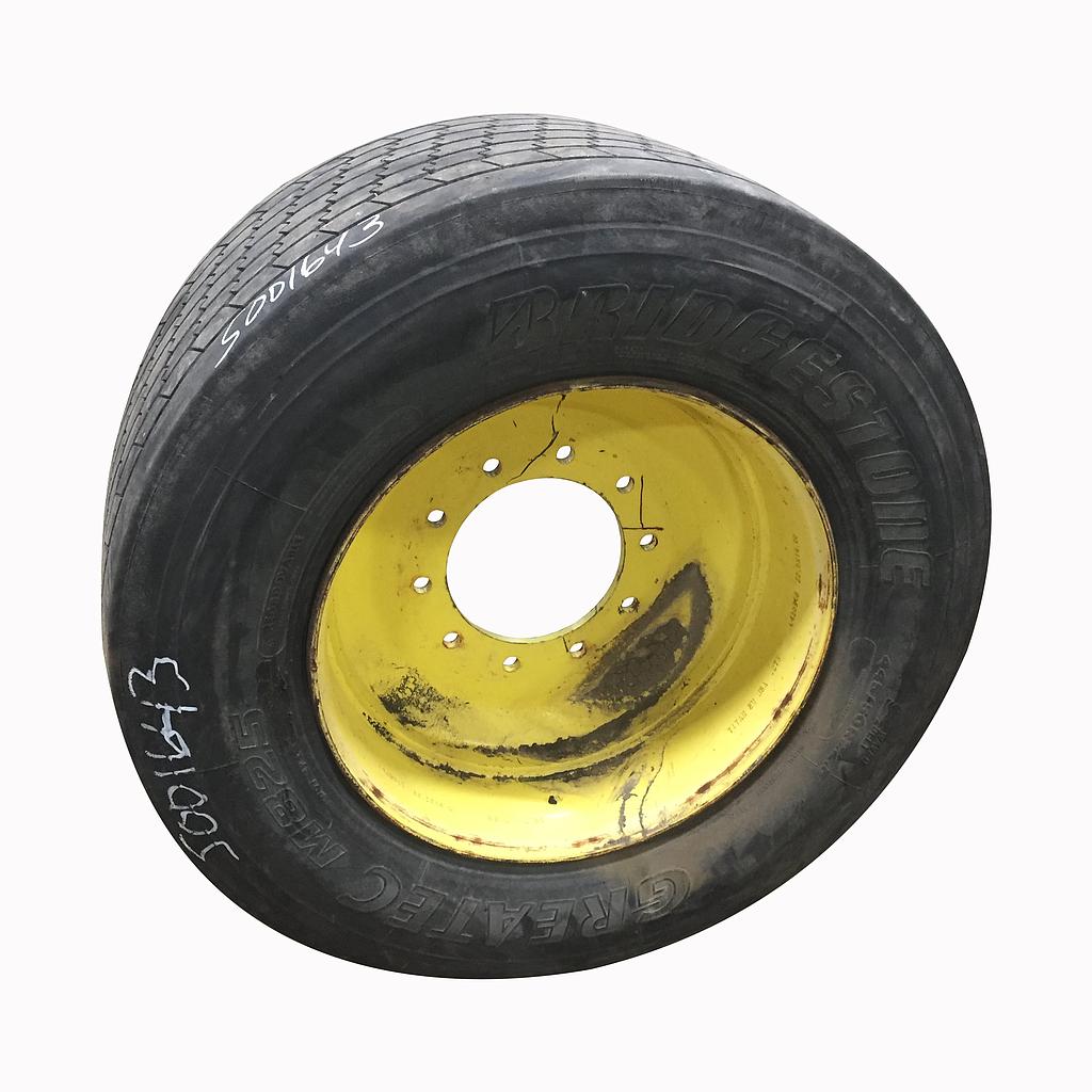 445/55R22.5 Miscellaneous Medium Truck on John Deere Yellow 10-Hole Formed Plate