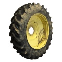 480/80R46 Michelin AgriBib R-1W on John Deere Yellow 10-Hole Formed Plate W/Weight Holes 75%